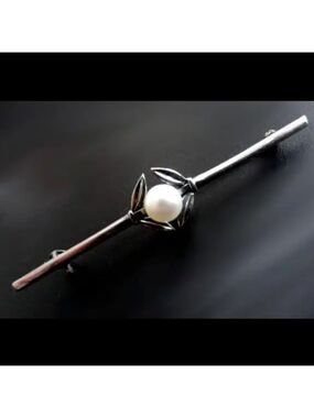 Mikimoto Sterling Cultured Pearl Brooch 6mm Pearl